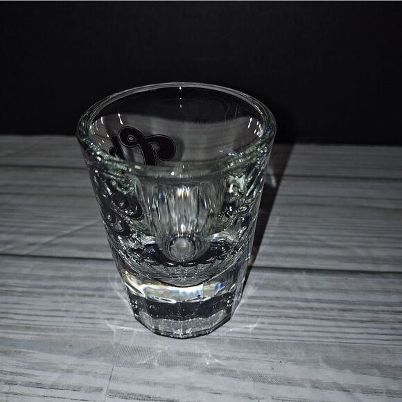 Vintage Cheers Boston Clear Black Logo Collectible Mancave Bar Heavy Shot Glass - Picture 4 of 8